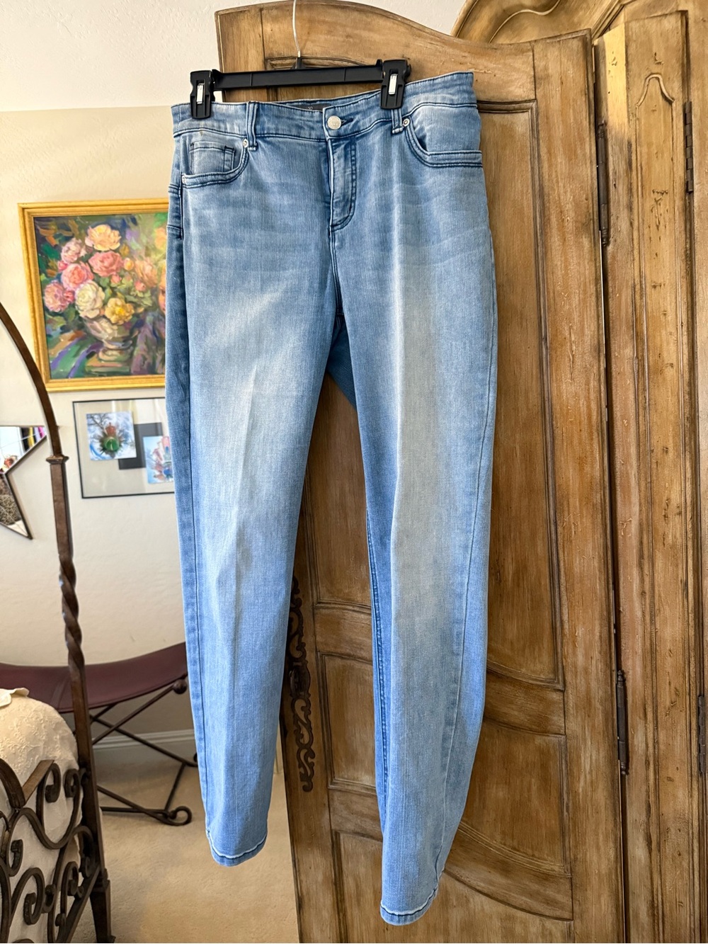 Chico’s So Lifting Skinny Ankle Jeans Size 15R Light Wash Stretch Denim